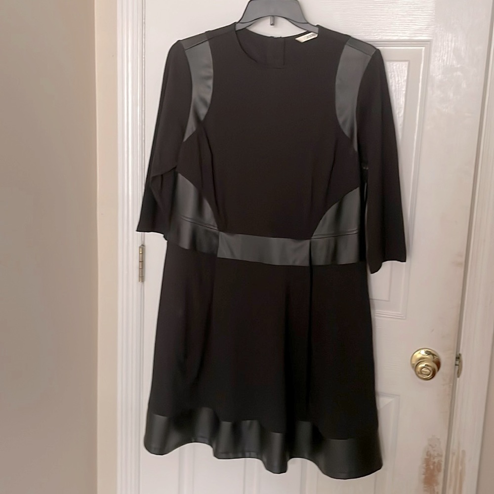 Faux leather trimmed dress